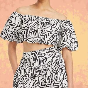 A New Day Balloon Off Shoulder Zebra Print Top - NWT szL